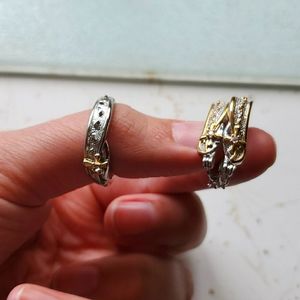 Footprints Cross Engraved Earrings and Ring Size10